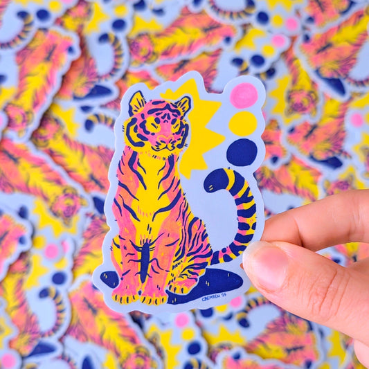 Sitting Pretty Tiger Waterproof Matte Vinyl Sticker