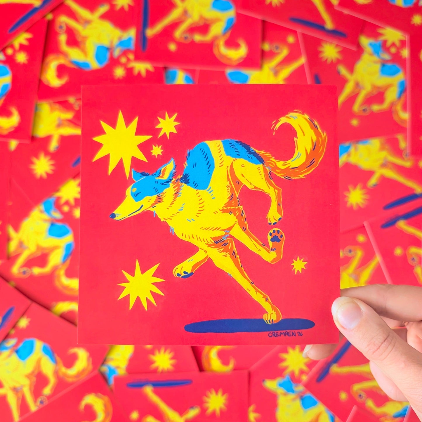 Prancing Borzoi Square Art Print