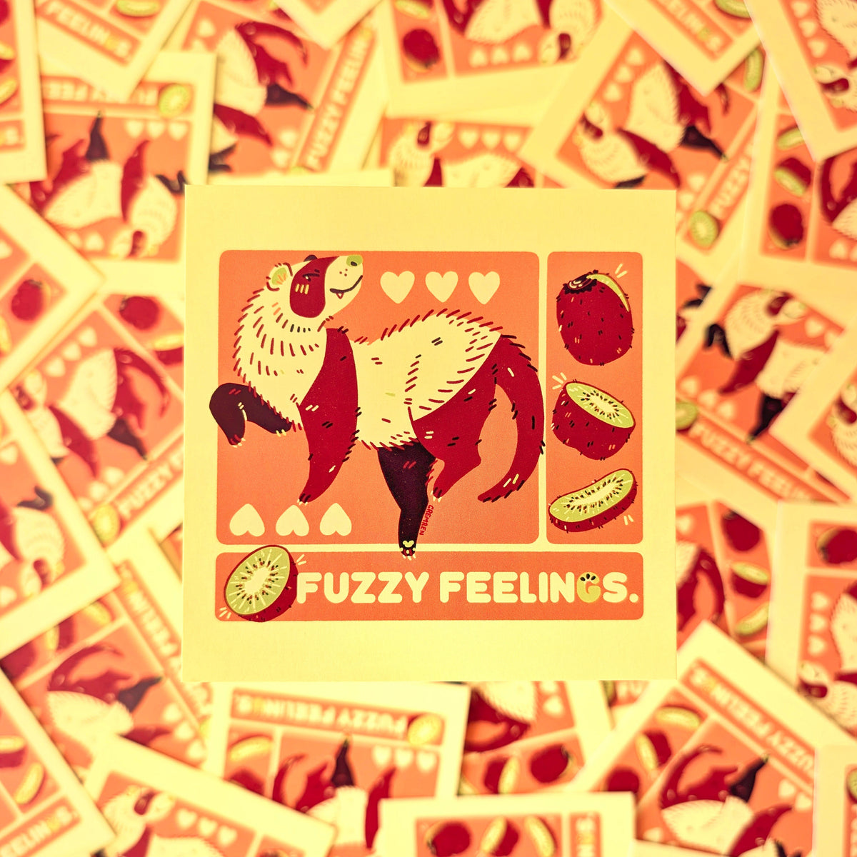 Fuzzy Feelings Ferret Mini Square Print