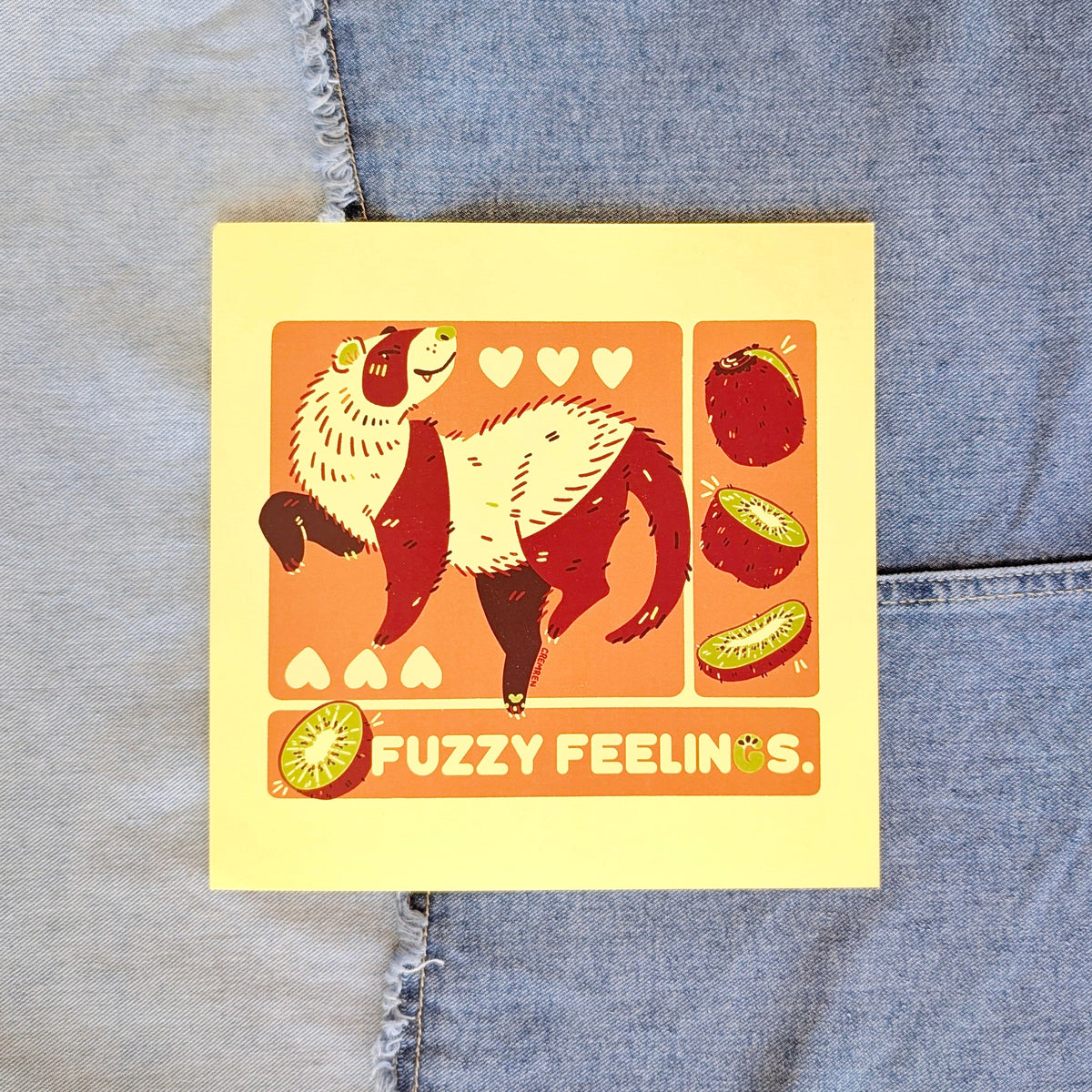Fuzzy Feelings Ferret Large Square Print