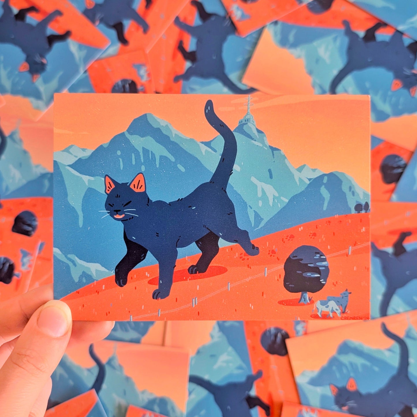 Sherbet Peaks Cat A6 Mini Print