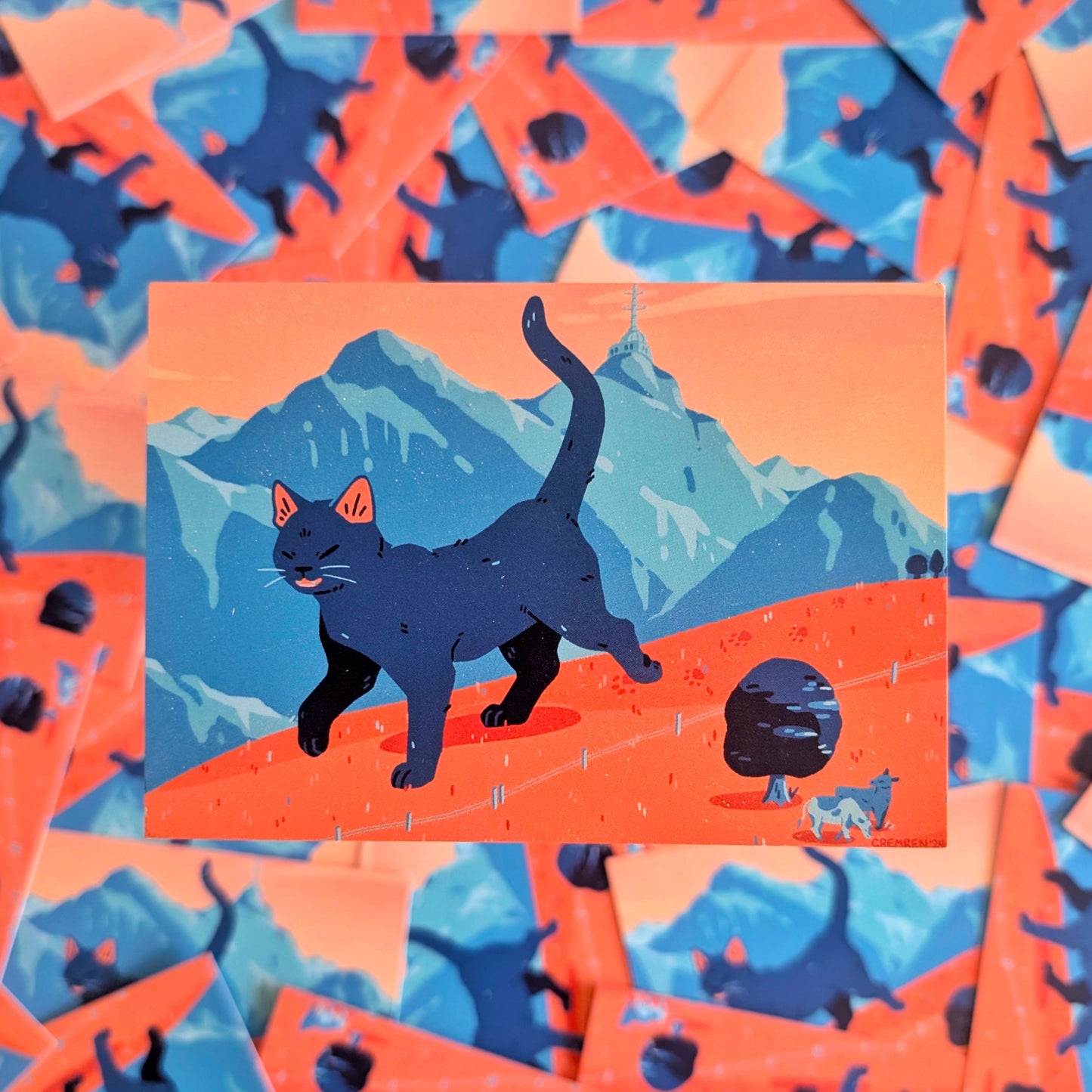Sherbet Peaks Cat A6 Mini Print