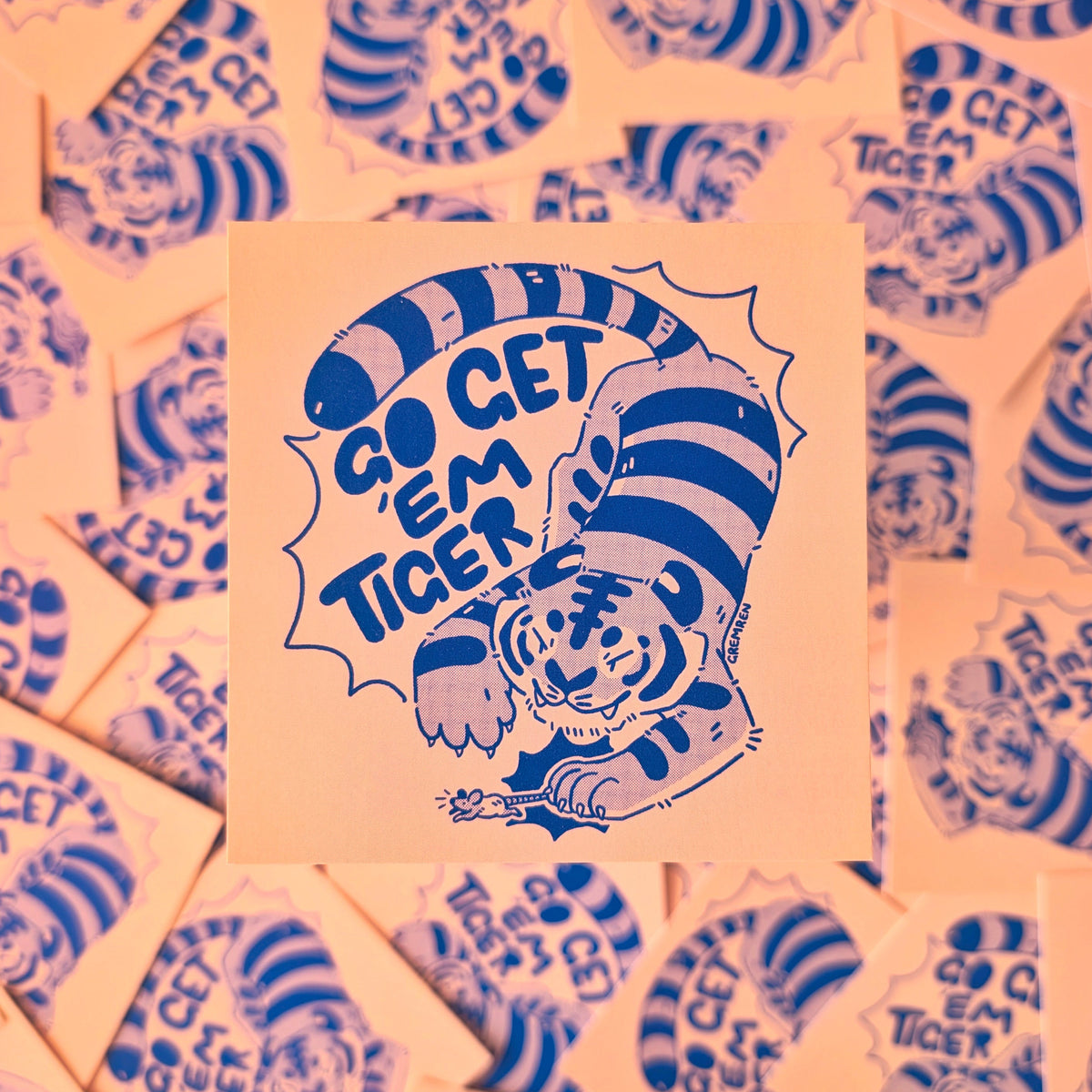 Go Get 'Em Tiger Mini Square Print